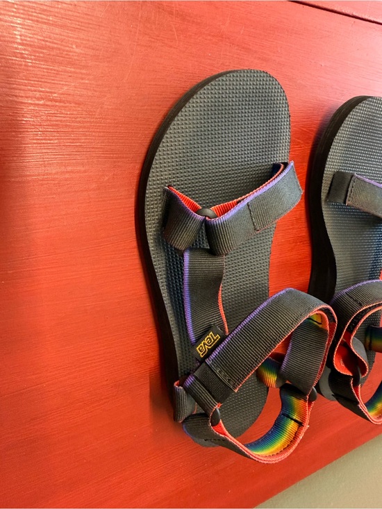 Teva Shoes - Teva Women’s Black Sandals with Rainbow Heel Strap